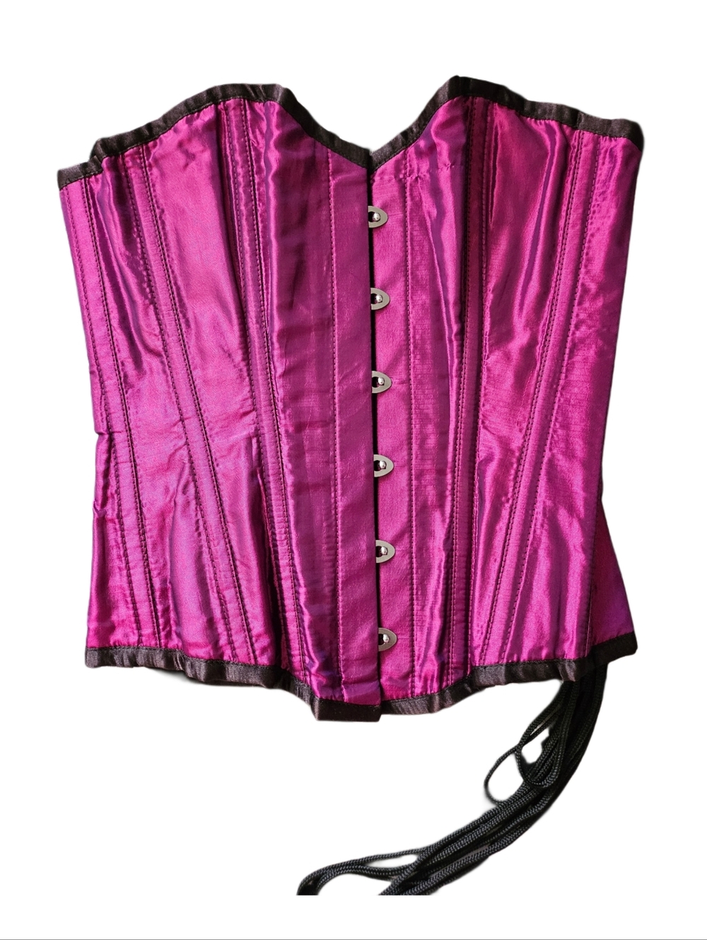 Vintage Y2K Burlesk Metal Boning Corset Black, Magenta Pink Purple Size 24 Small
